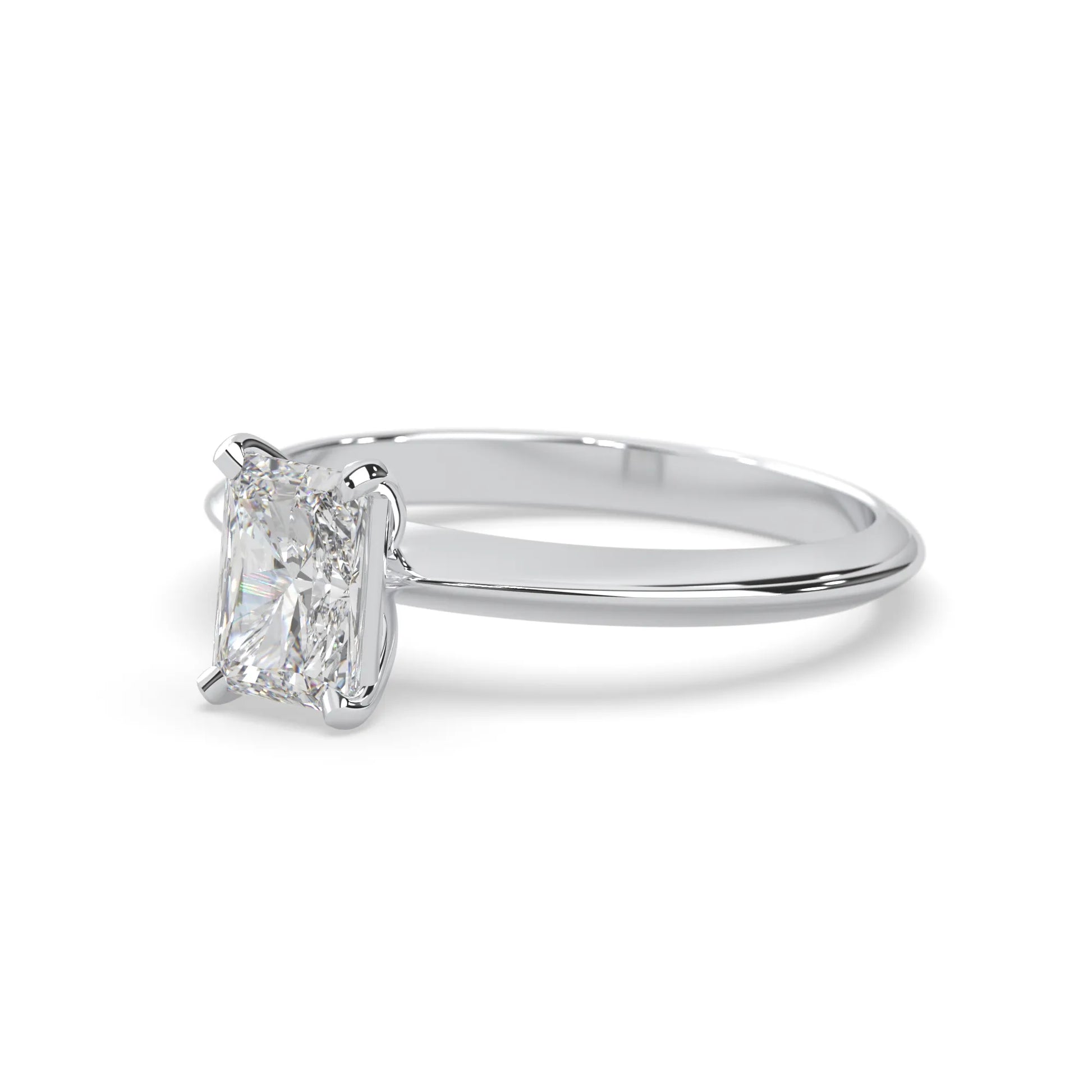 white-gold Diamond ring with a white gemstone on a white background