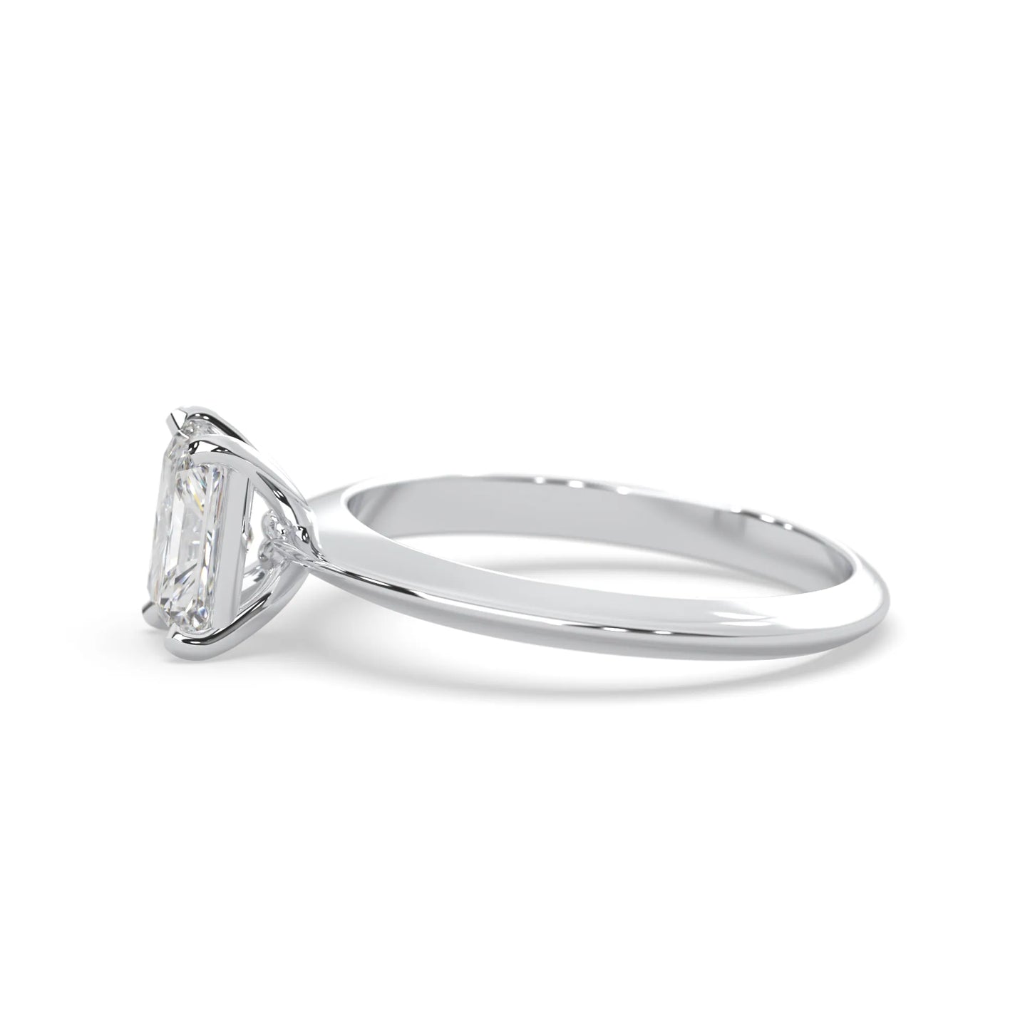 white-gold Diamond ring with a white gemstone on a white background
