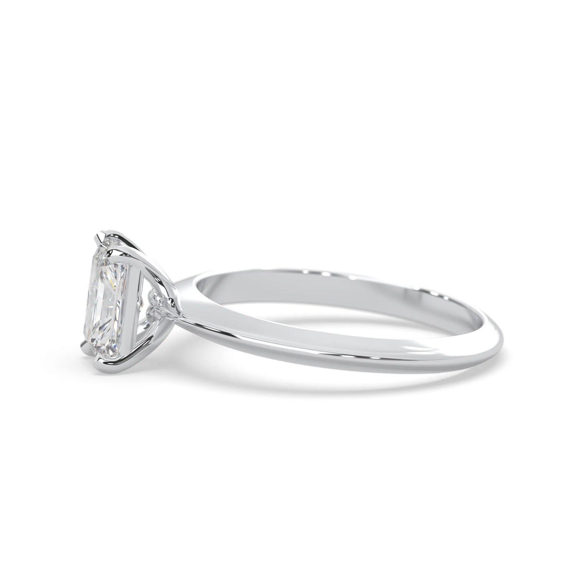 white-gold Diamond ring with a white gemstone on a white background