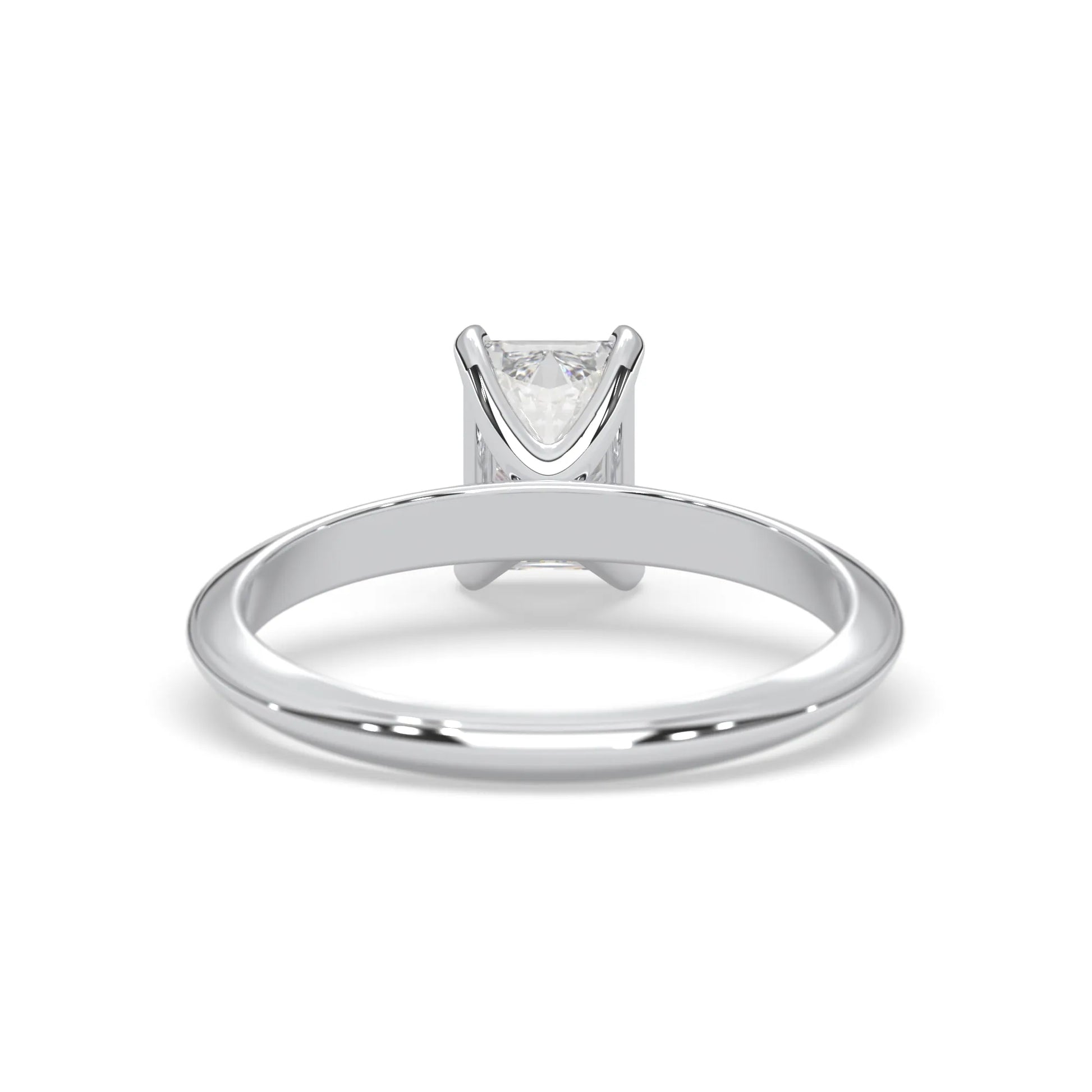 white-gold ring with a diamond on a white background
