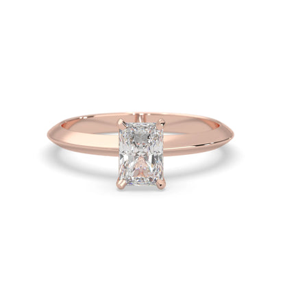 Rose-gold ring with a diamond on a white background