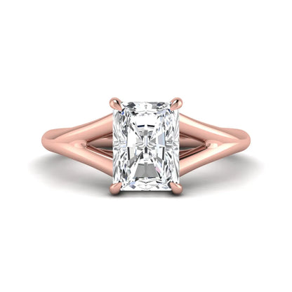 IGI Certified 1.74 carat radiant cut lab grown diamond hidden halo engagement ring with round accent diamonds in rose gold.
