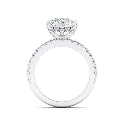 white-gold Diamond ring with a heart-shaped center stone on a white background