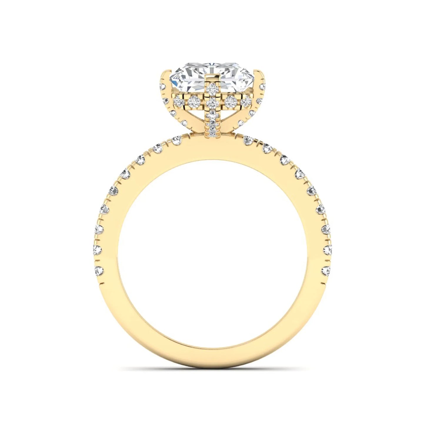 yellow-Gold ring with diamond accents on a white background
