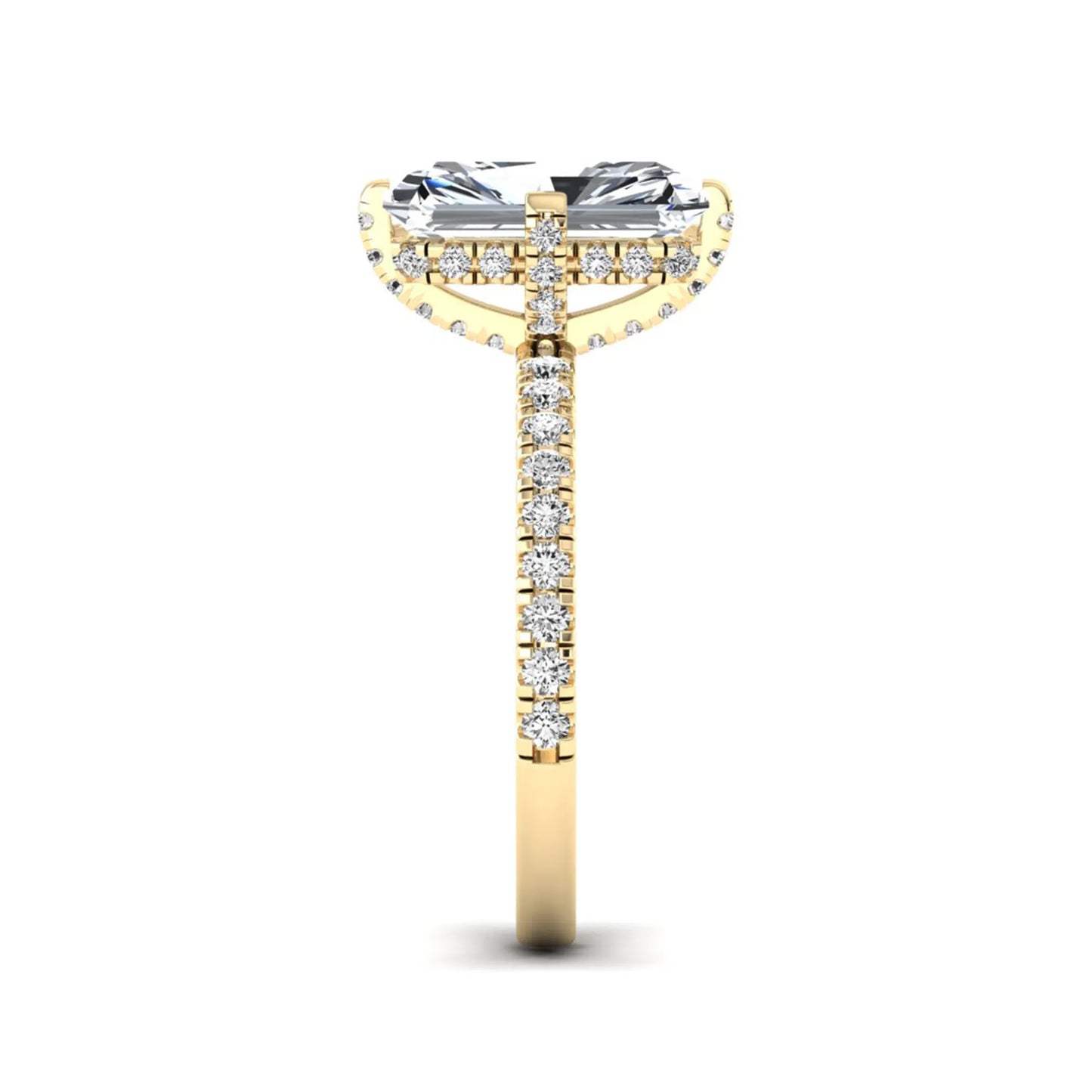 yellow-Gold ring with a diamond on a white background
