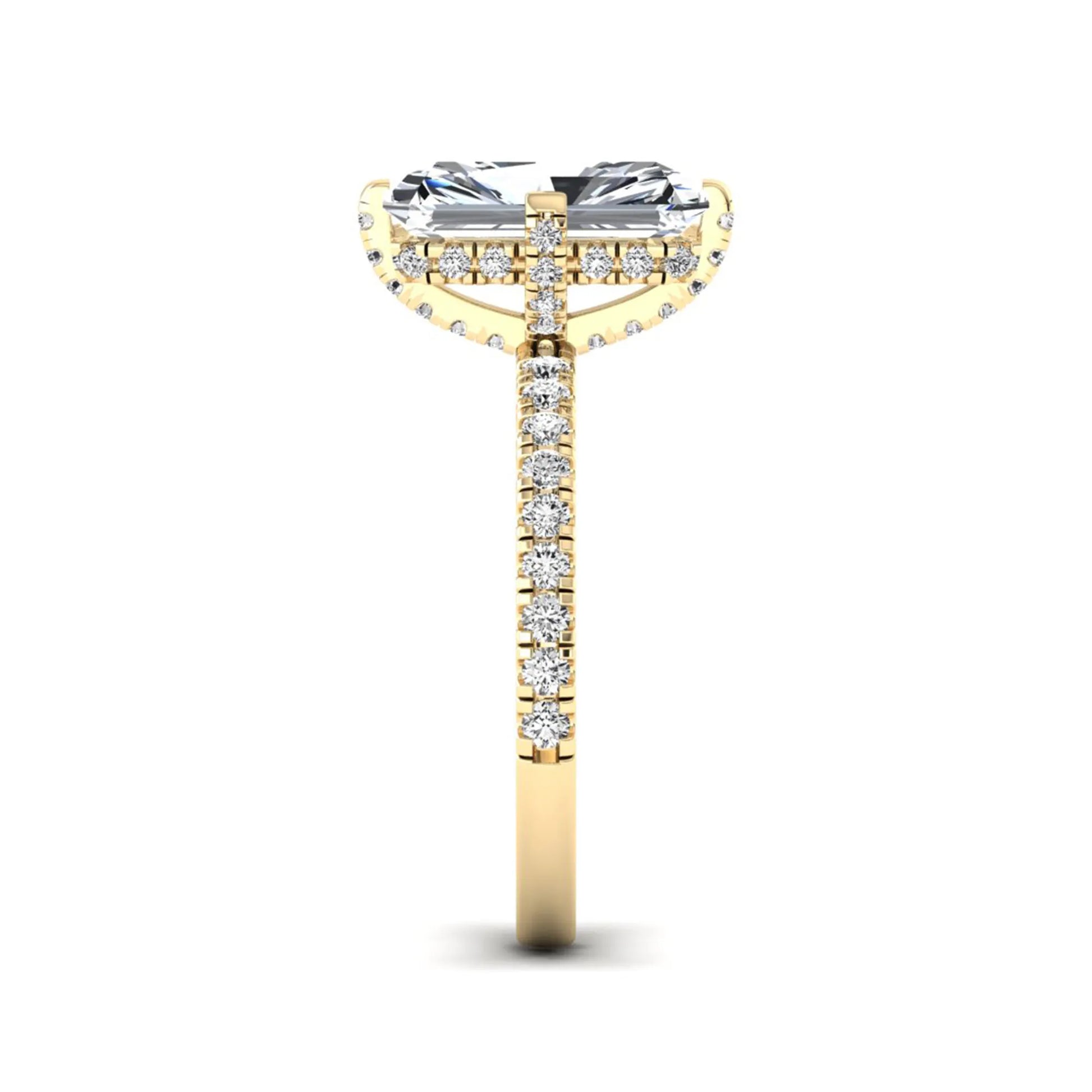 yellow-Gold ring with a diamond on a white background