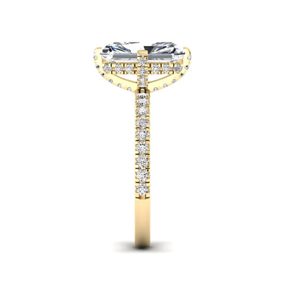 yellow-Gold ring with a diamond on a white background