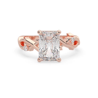 3.50 Carat Radiant Nature Inspire Lab Grown Diamond Three Stone Engagement Ring