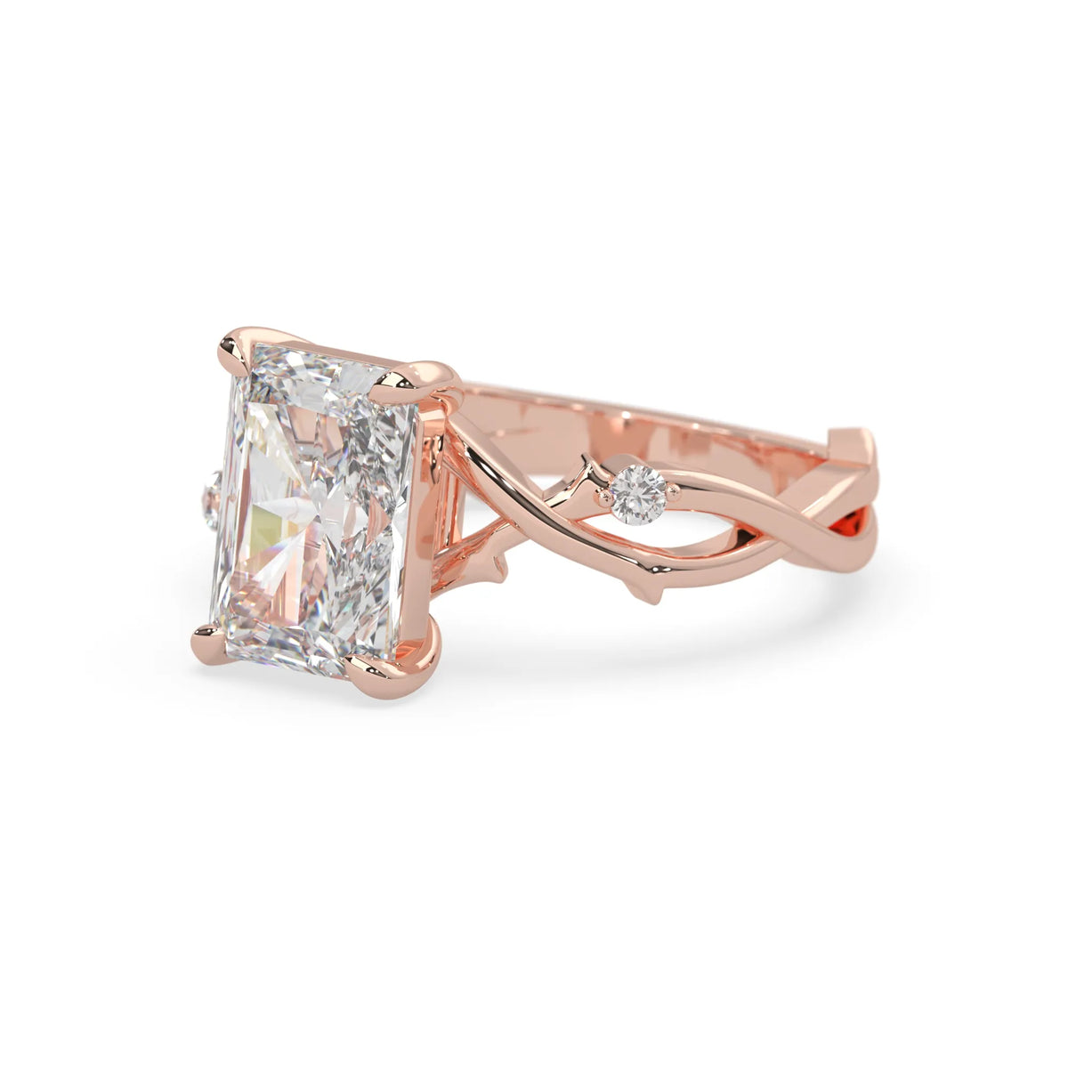 3.50 Carat Radiant Nature Inspire Lab Grown Diamond Three Stone Engagement Ring