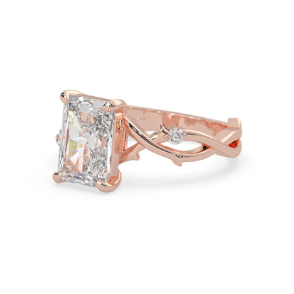 3.50 Carat Radiant Nature Inspire Lab Grown Diamond Three Stone Engagement Ring