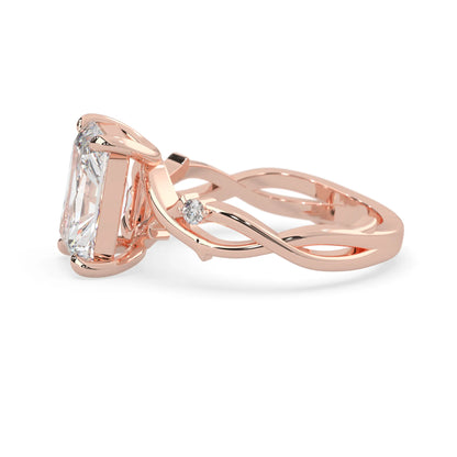 3.50 Carat Radiant Nature Inspire Lab Grown Diamond Three Stone Engagement Ring