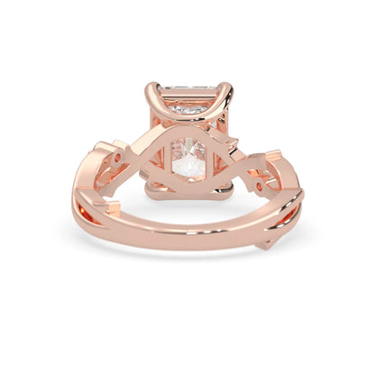 3.50 Carat Radiant Nature Inspire Lab Grown Diamond Three Stone Engagement Ring