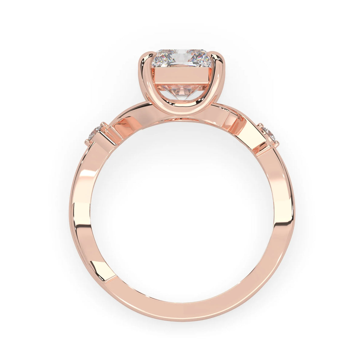 3.50 Carat Radiant Nature Inspire Lab Grown Diamond Three Stone Engagement Ring