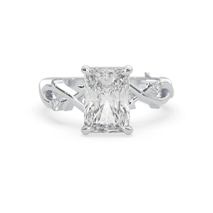 3.50 Carat Radiant Nature Inspire Lab Grown Diamond Three Stone Engagement Ring
