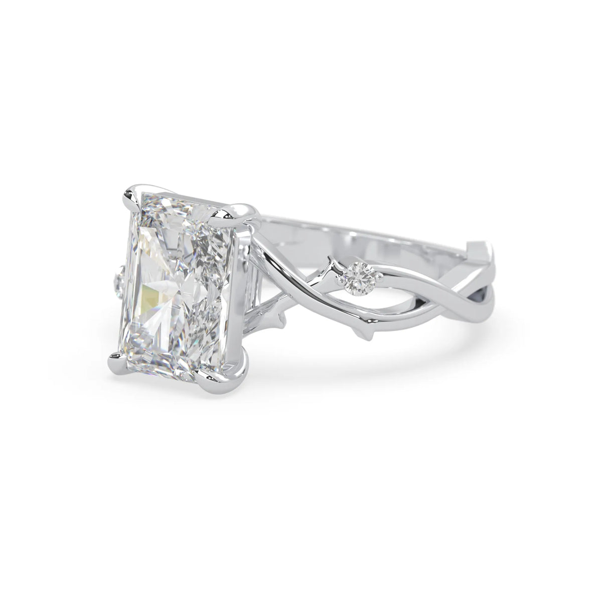 3.50 Carat Radiant Nature Inspire Lab Grown Diamond Three Stone Engagement Ring