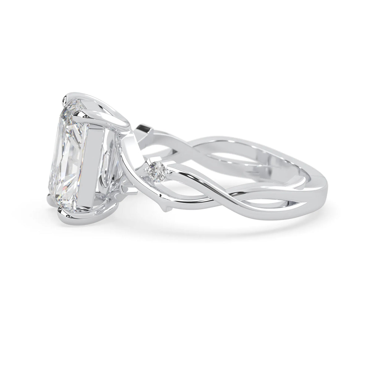 3.50 Carat Radiant Nature Inspire Lab Grown Diamond Three Stone Engagement Ring