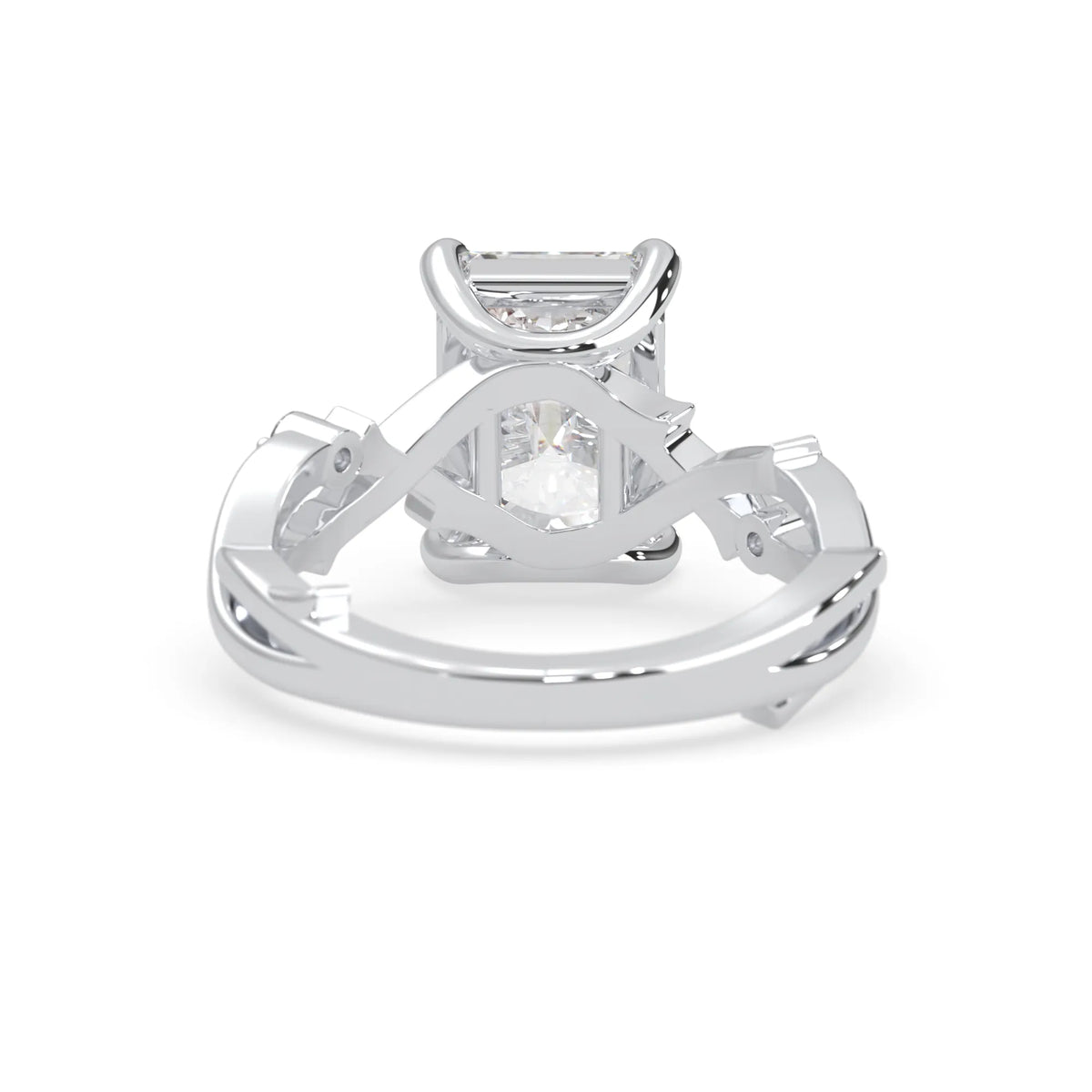 3.50 Carat Radiant Nature Inspire Lab Grown Diamond Three Stone Engagement Ring