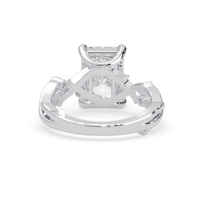 3.50 Carat Radiant Nature Inspire Lab Grown Diamond Three Stone Engagement Ring