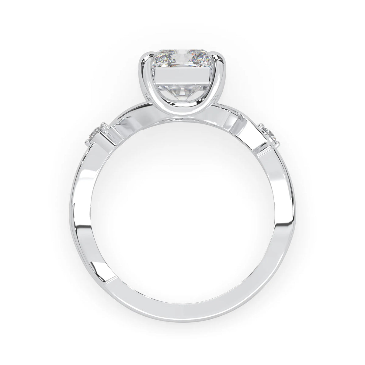 3.50 Carat Radiant Nature Inspire Lab Grown Diamond Three Stone Engagement Ring
