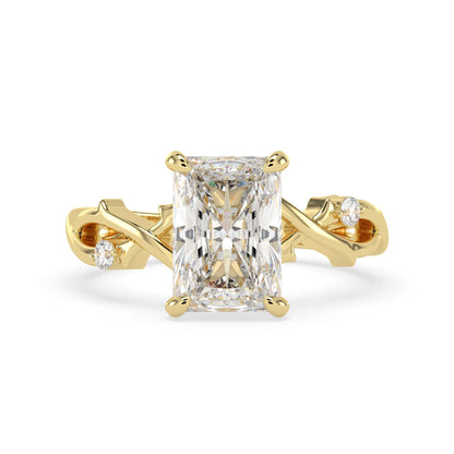 3.50 Carat Radiant Nature Inspire Lab Grown Diamond Three Stone Engagement Ring