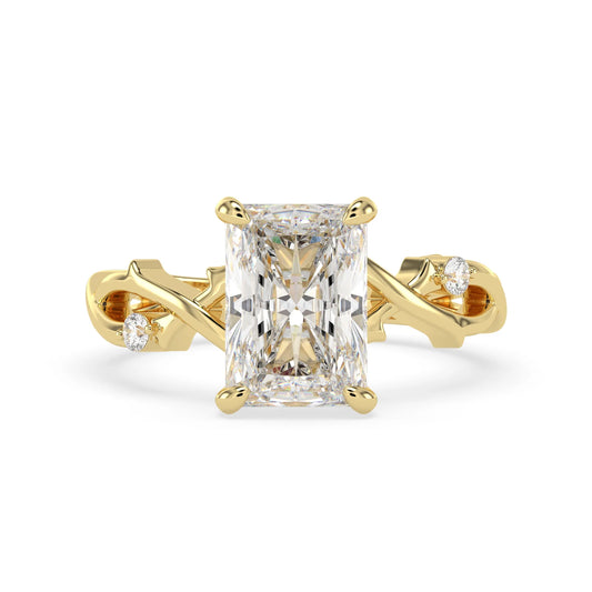 3.50 Carat Radiant Nature Inspire Lab Grown Diamond Three Stone Engagement Ring