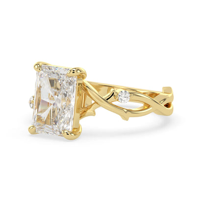 3.50 Carat Radiant Nature Inspire Lab Grown Diamond Three Stone Engagement Ring