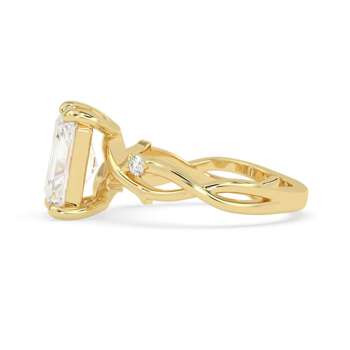 3.50 Carat Radiant Nature Inspire Lab Grown Diamond Three Stone Engagement Ring