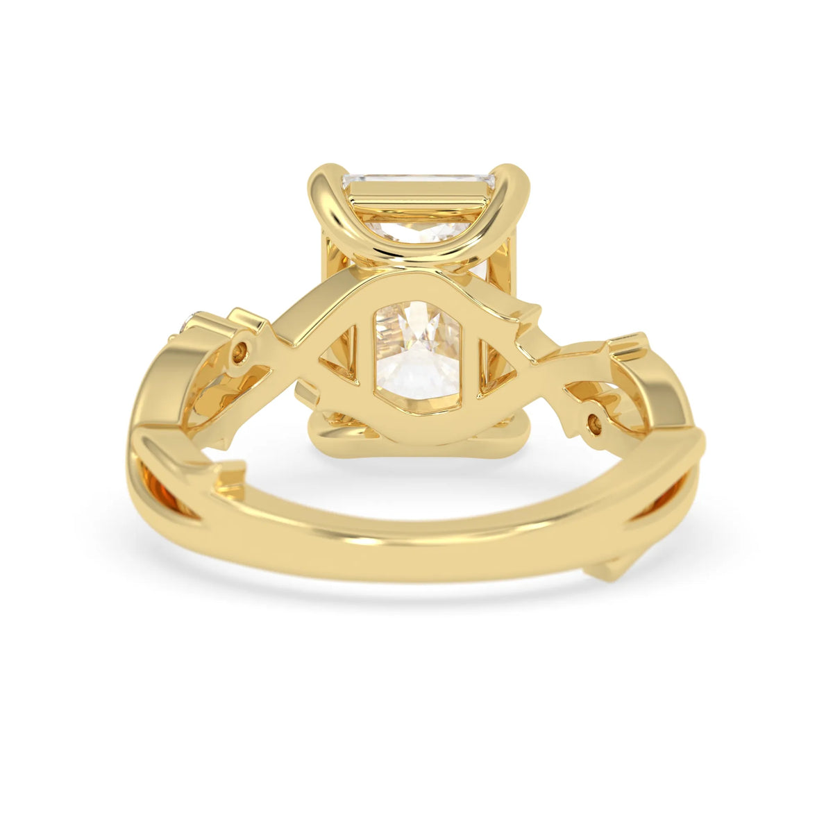 3.50 Carat Radiant Nature Inspire Lab Grown Diamond Three Stone Engagement Ring