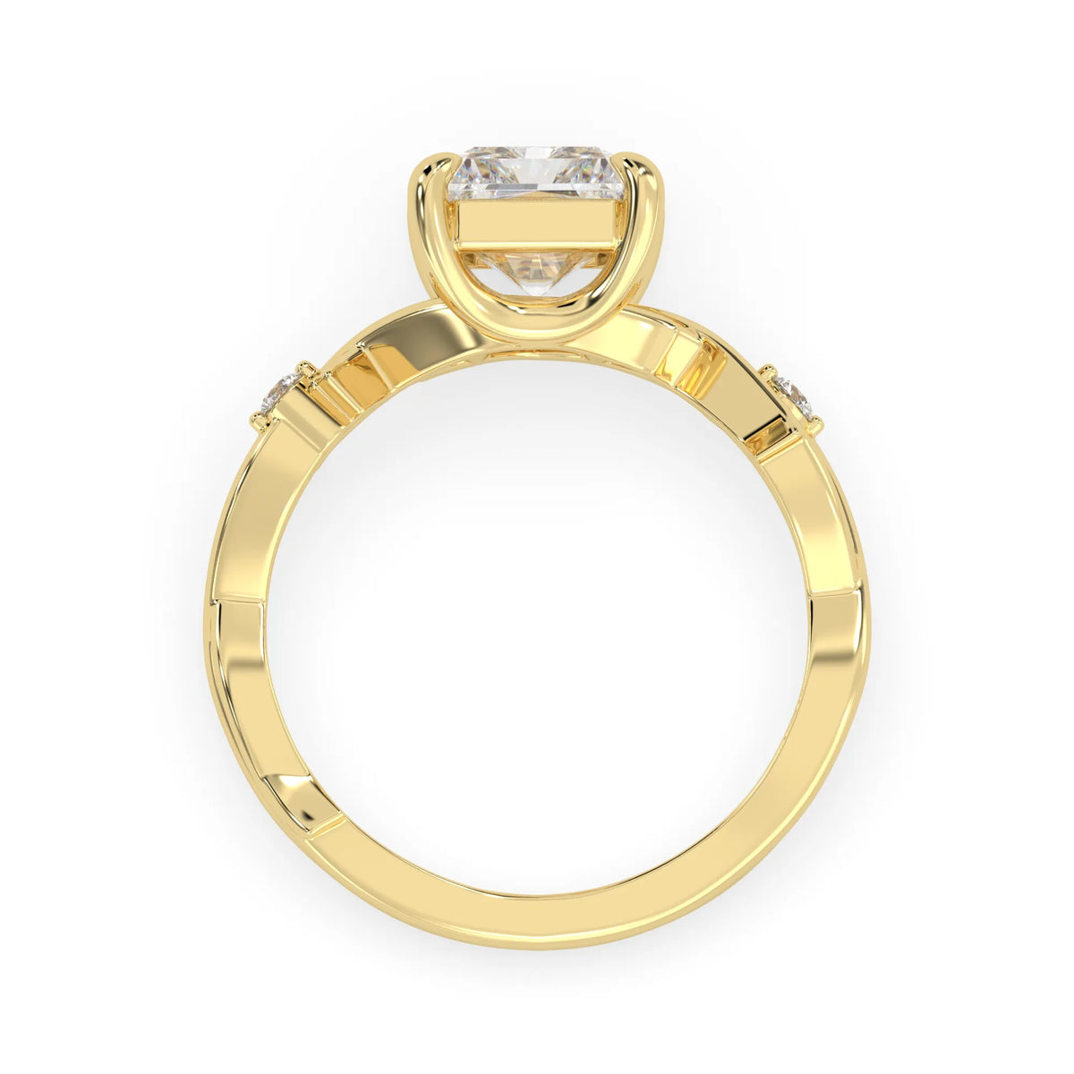 3.50 Carat Radiant Nature Inspire Lab Grown Diamond Three Stone Engagement Ring