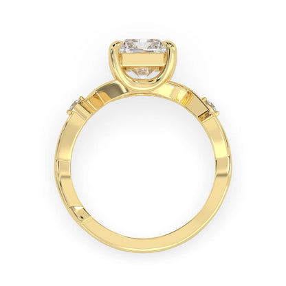 3.50 Carat Radiant Nature Inspire Lab Grown Diamond Three Stone Engagement Ring