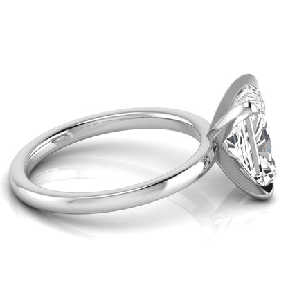 Radiant cut lab grown diamond engagement ring featuring a 2.62 carat center diamond in a classic four-prong solitaire setting with a polished white gold tone band.