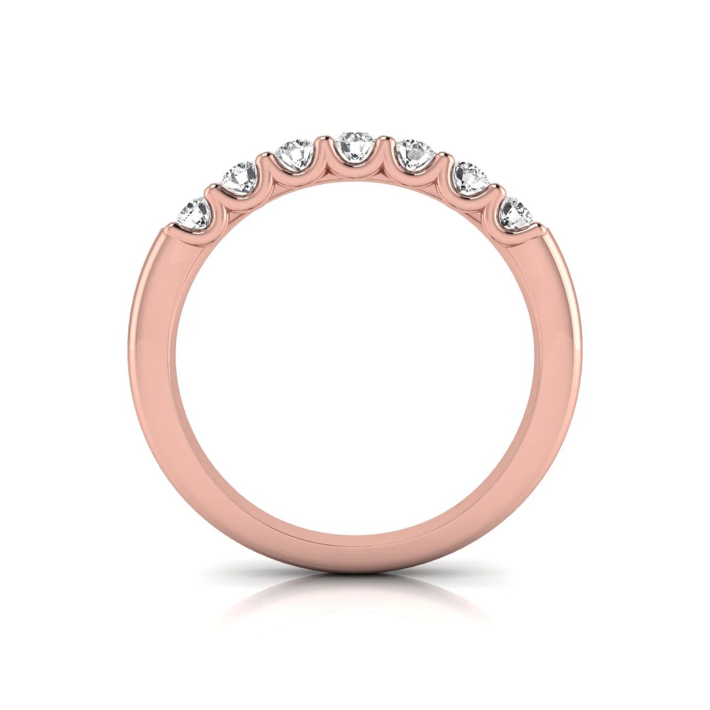 Rose-gold ring with small diamonds on a white background
