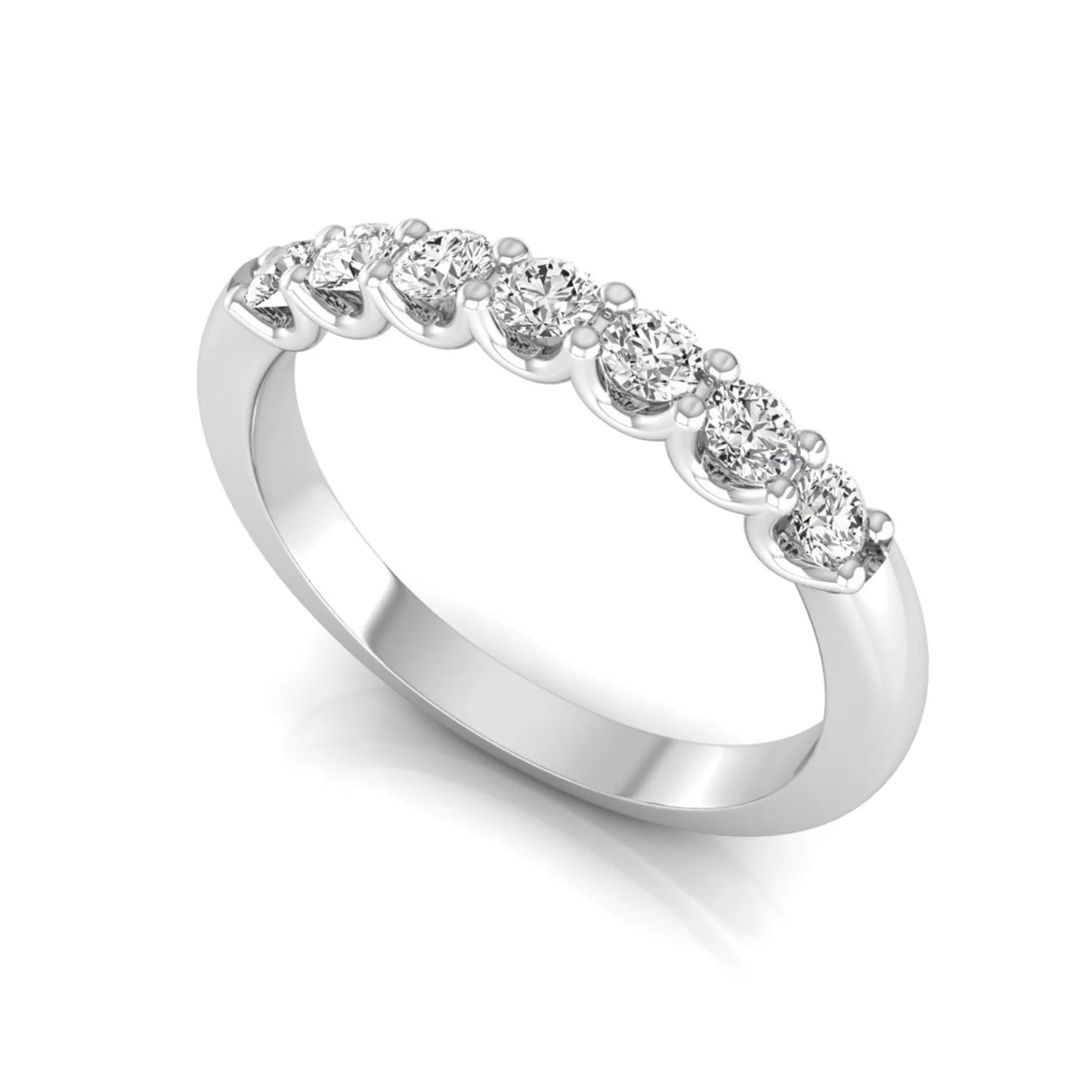 white-gold  ring with diamonds on a white background