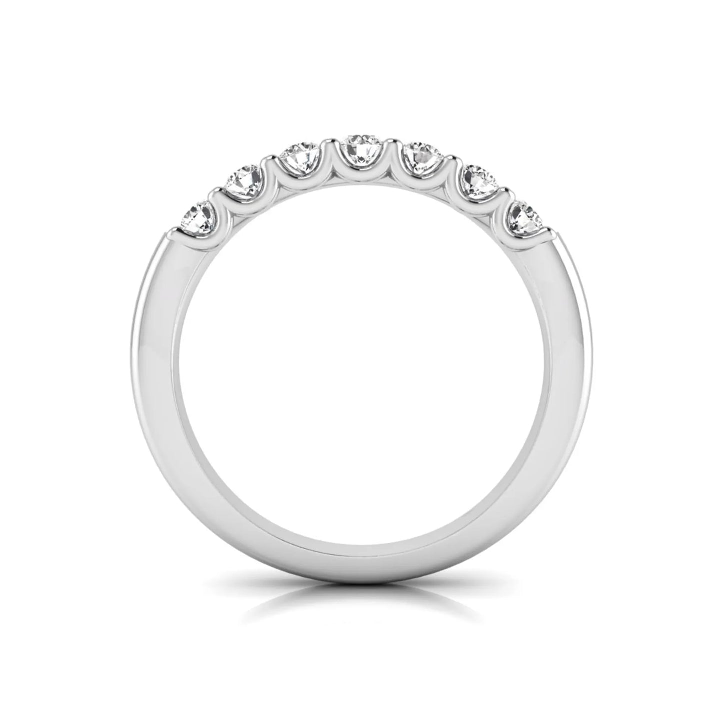 white-gold ring with small diamonds on a white background