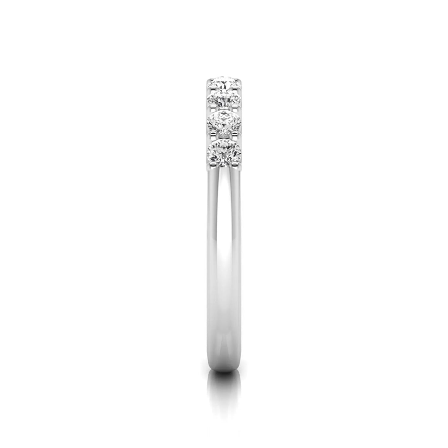 white-gold ring with small diamonds on a white background