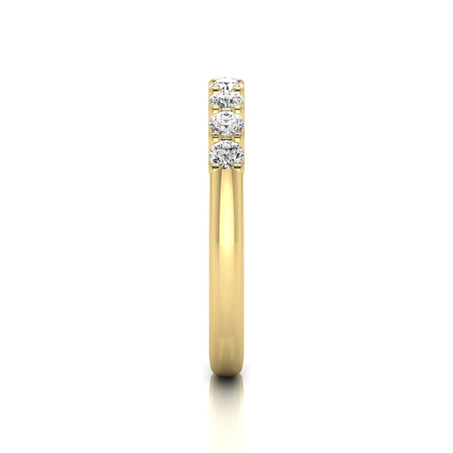 yellow-Gold ring with three diamonds on a white background