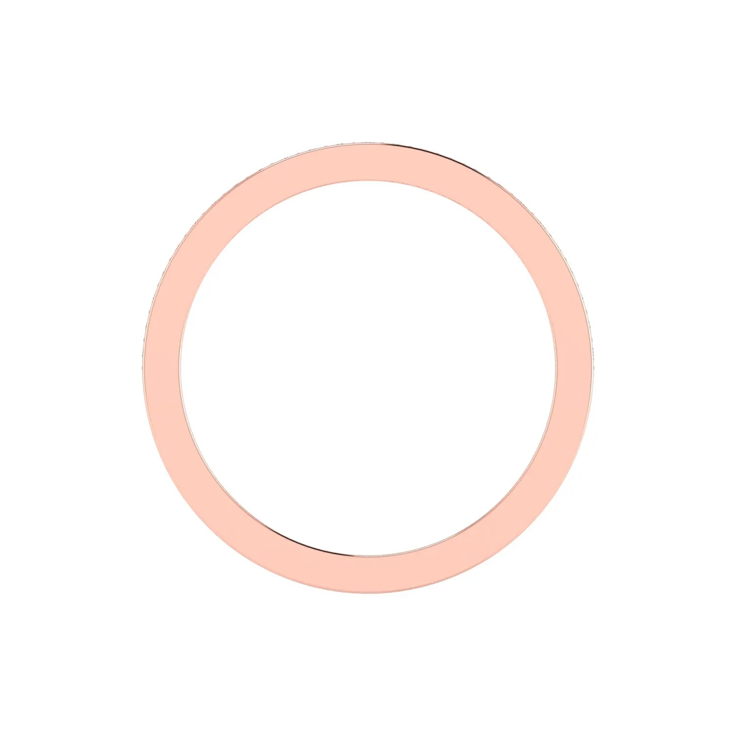 Round channel set lab grown diamond half eternity band ring featuring brilliant round diamonds in a slim stackable wedding band design in rose gold
