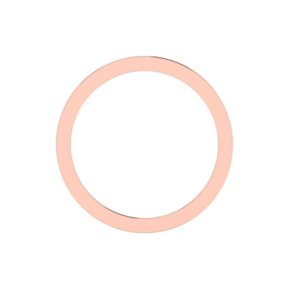 Round channel set lab grown diamond half eternity band ring featuring brilliant round diamonds in a slim stackable wedding band design in rose gold