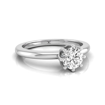 Round cut lab grown diamond 8 prong solitaire engagement ring featuring a 0.50 carat center diamond in white gold.