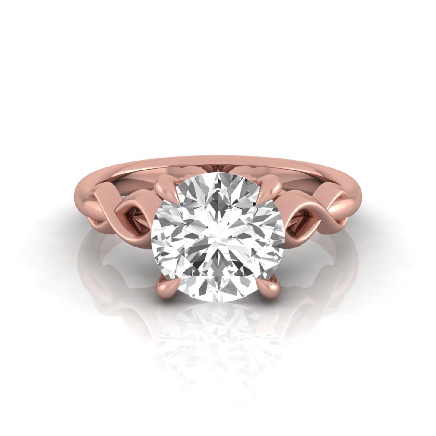 Round cut IGI certified lab grown diamond infinity solitaire engagement ring in rose gold
