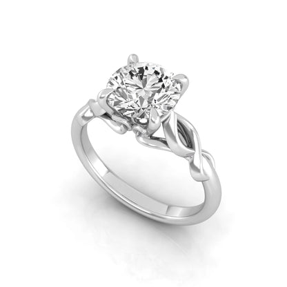 Round cut IGI certified lab grown diamond infinity solitaire engagement ring in white gold