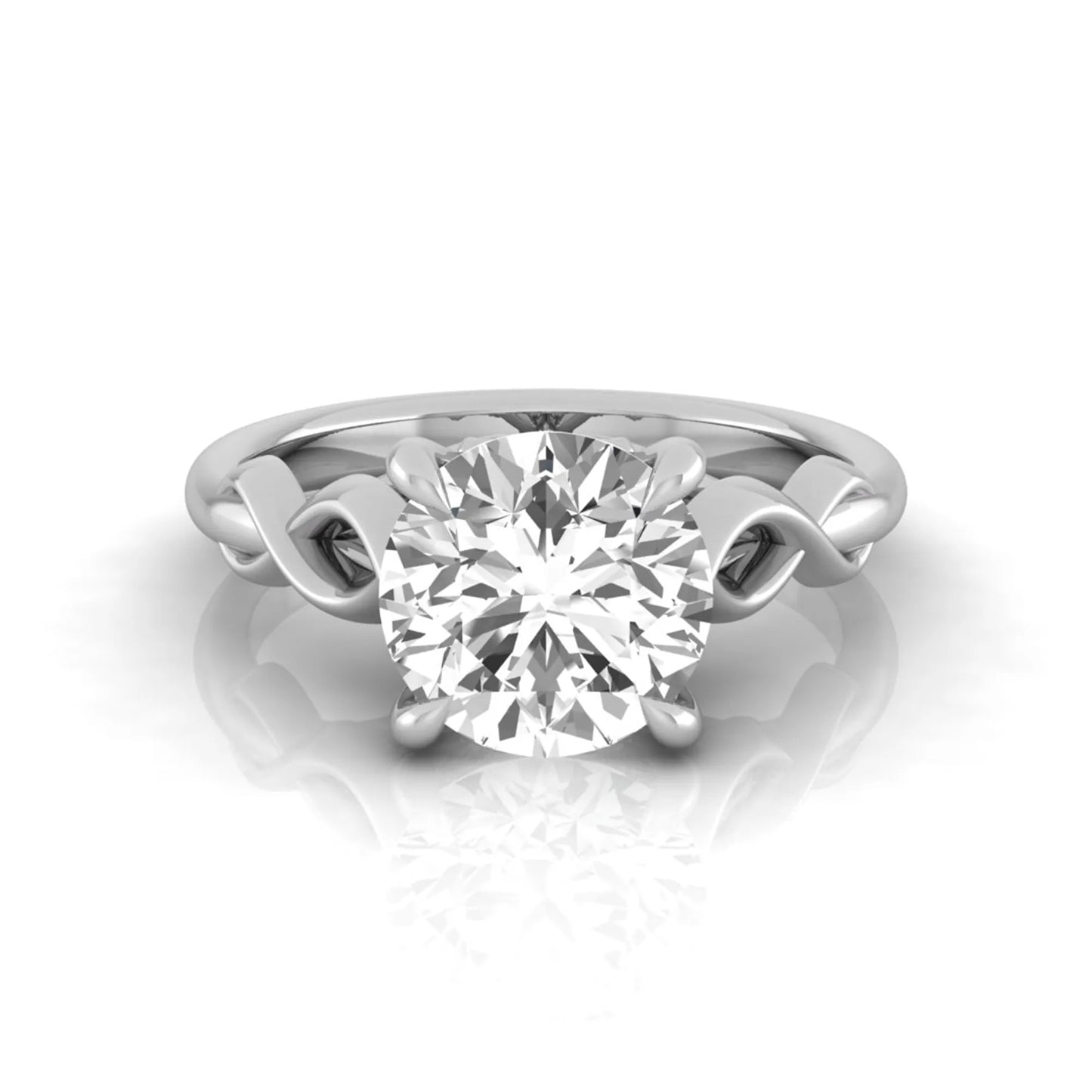 Round cut IGI certified lab grown diamond infinity solitaire engagement ring in white gold