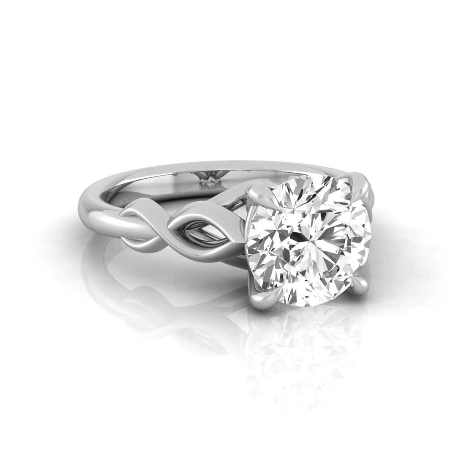 Round cut IGI certified lab grown diamond infinity solitaire engagement ring in white gold