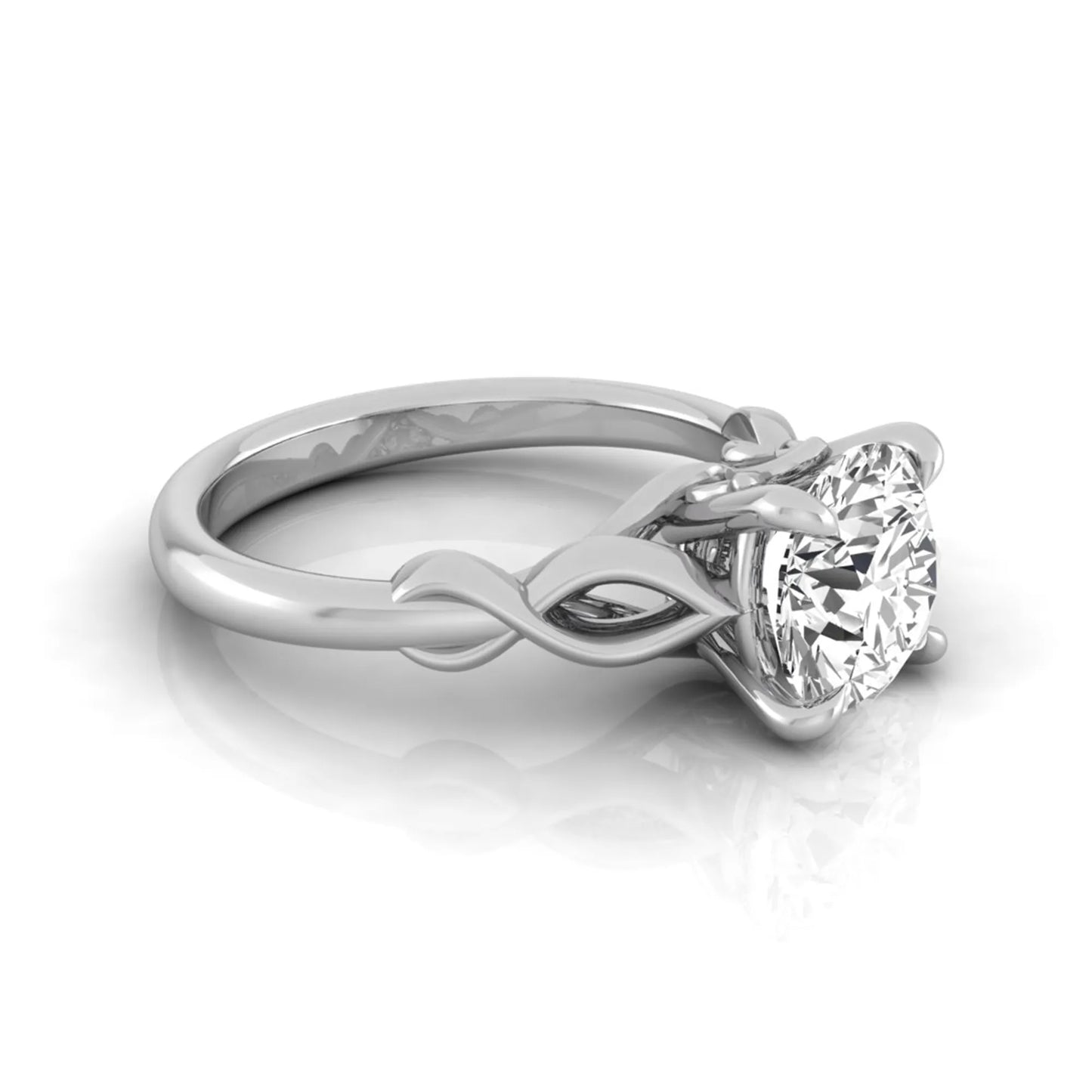 Round cut IGI certified lab grown diamond infinity solitaire engagement ring in white gold