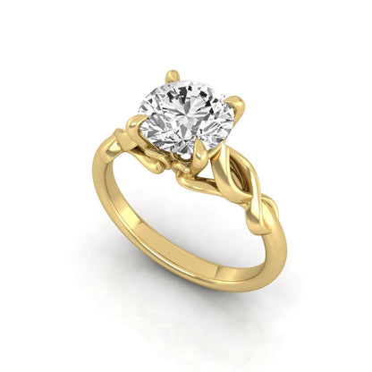 Round cut IGI certified lab grown diamond infinity solitaire engagement ring in yellow gold