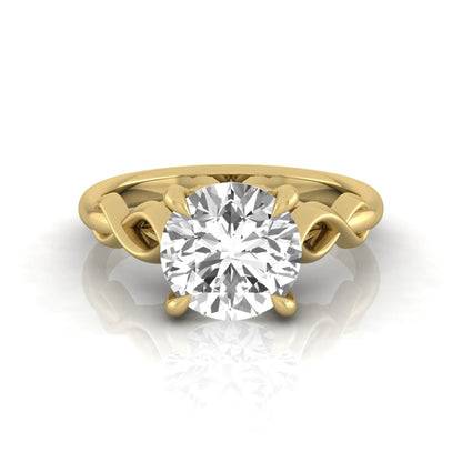 Round cut IGI certified lab grown diamond infinity solitaire engagement ring in yellow gold