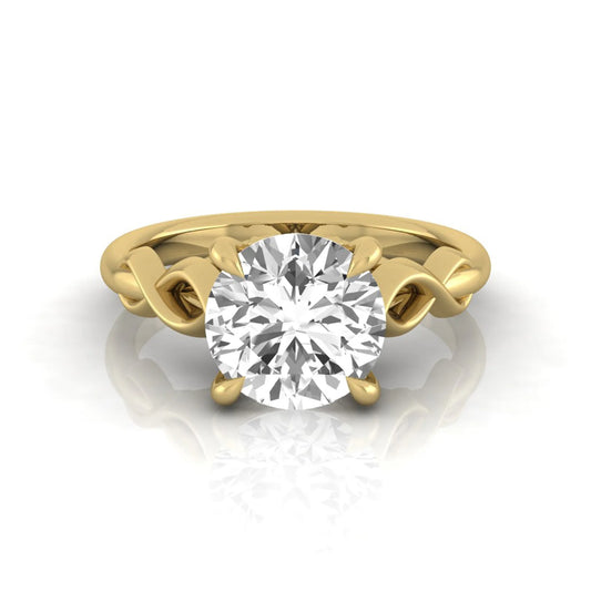 Round cut IGI certified lab grown diamond infinity solitaire engagement ring in yellow gold