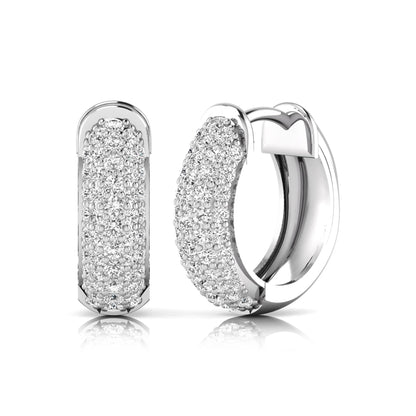 white-gold hoop earrings with glittery finish on a white background