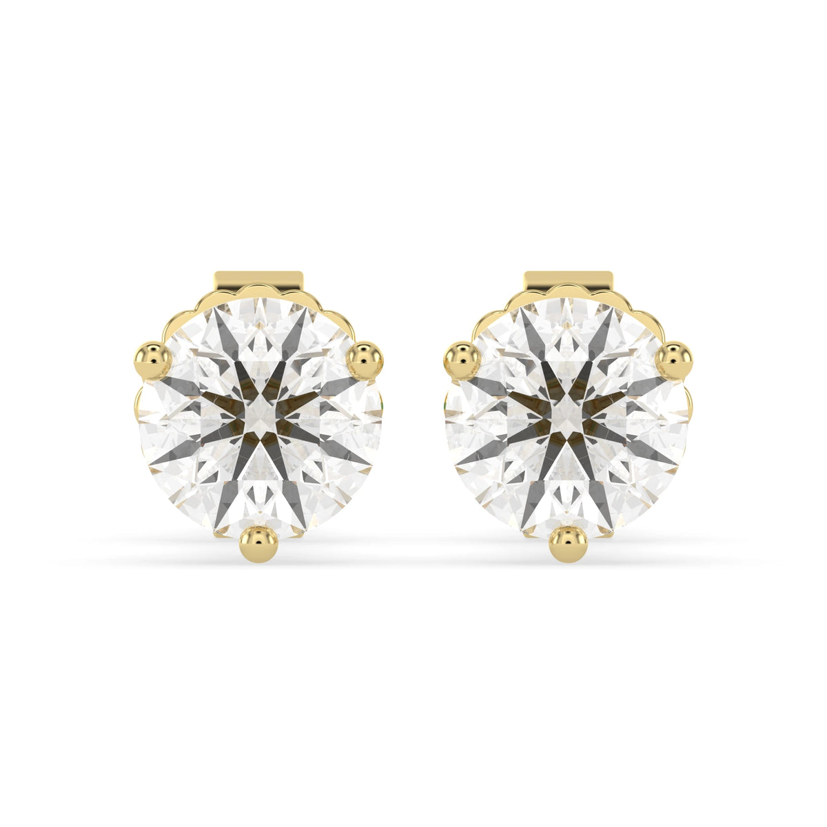 Round Cut Lab Grown Diamond Solitaire 3 prong Stud Earrings