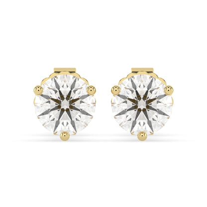 Round Cut Lab Grown Diamond Solitaire 3 prong Stud Earrings